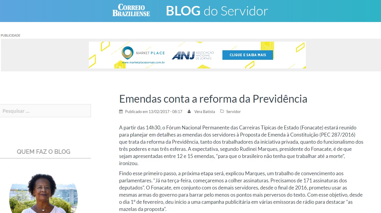 [FONACATE NA MÍDIA]» Emendas contra a reforma da Previdência