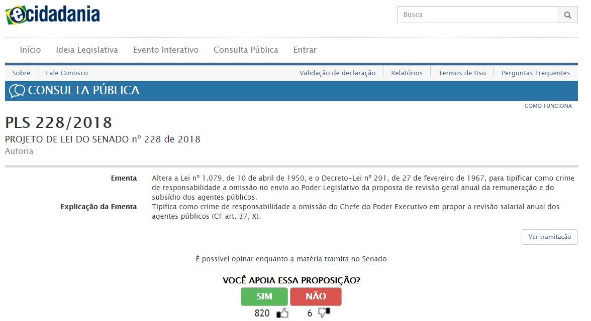 Consulta pública: Senado promove pesquisa sobre data-base de servidores