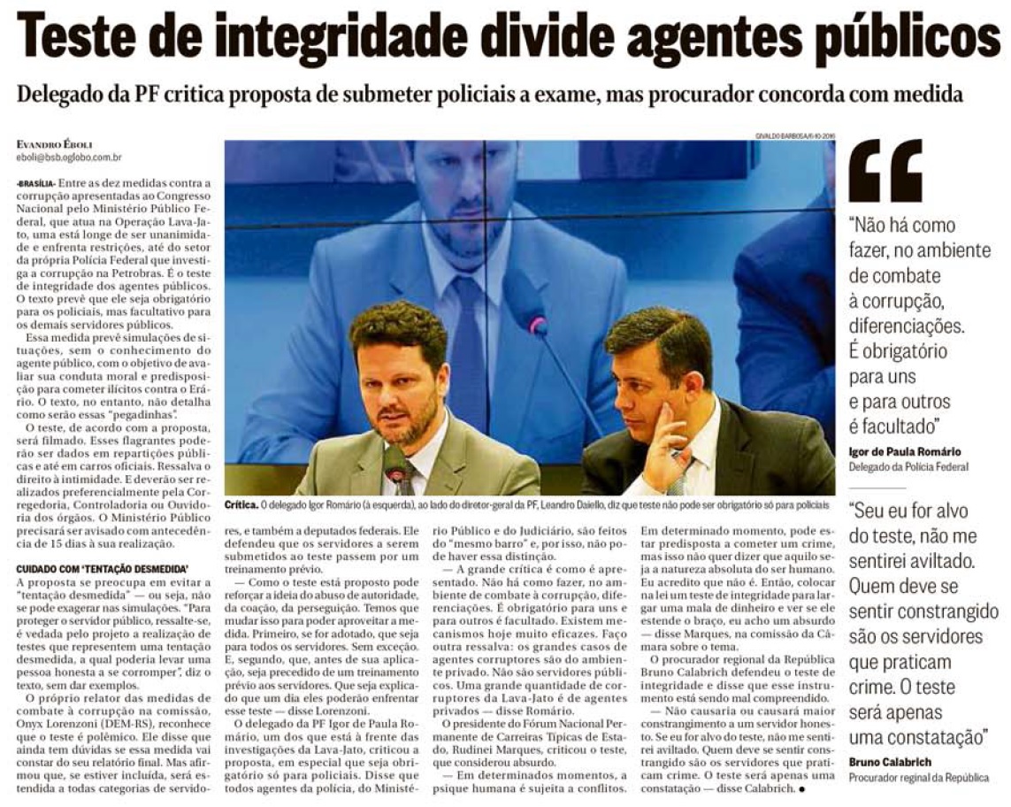 [FONACATE NA MÍDIA]» Teste de integridade divide agentes públicos