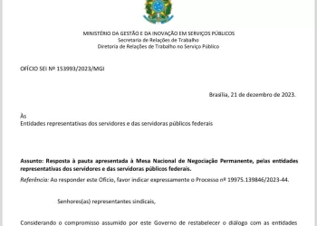 Governo envia proposta de reajuste zero em 2024 e aumento dos auxílios a partir de maio