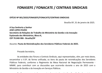 Fonacate, Fonasefe e Centrais protocolam pauta reivindicatória unificada para reunião no MGI