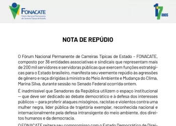 Fonacate repudia episódio de violência política de gênero e raça e manifesta solidariedade à ministra Marina Silva