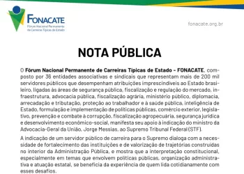 Fonacate divulga moção em apoio à indicação de Jorge Messias ao STF